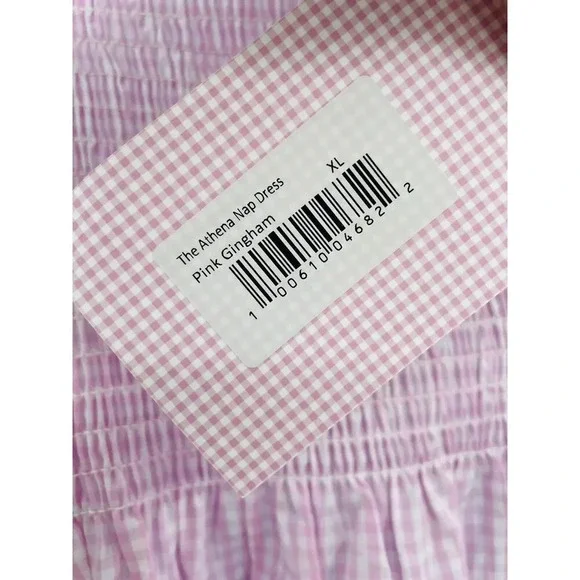Hill House Athena Nap Dress Size XL Pink Gingham Puff Sleeve Square Neck - Picture 11 of 12